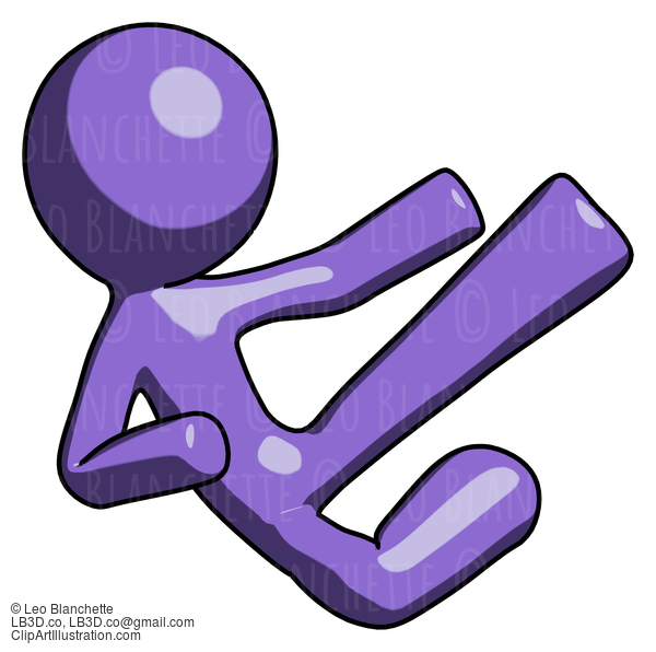 Purple Design Mascot Man Flying Ninja Kick Right #10867