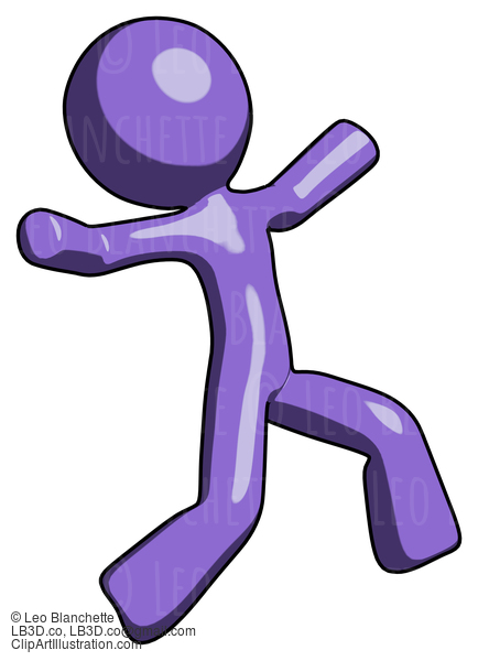 Purple Design Mascot Man Running Away In Hysterical Panic Direction Right #10870