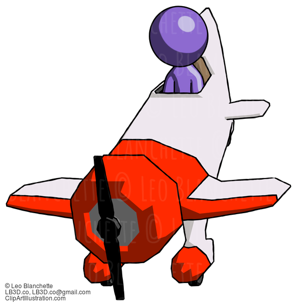 Purple Design Mascot Man In Geebee Stunt Plane Descending Front Angle View #10879