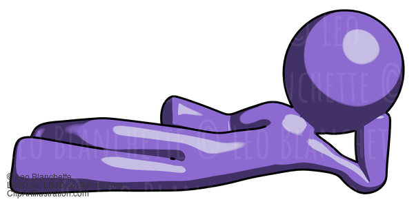 Purple Design Mascot Man Reclined On Side #10887