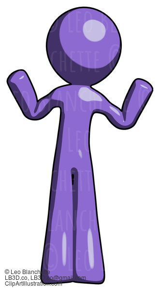 Purple Design Mascot Man Shrugging Confused #10889