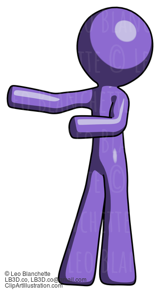 Purple Design Mascot Man Presenting Something To His Right #10899