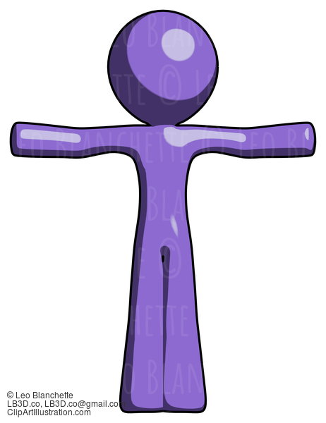 Purple Design Mascot Man T-Pose Arms Up Standing #10902