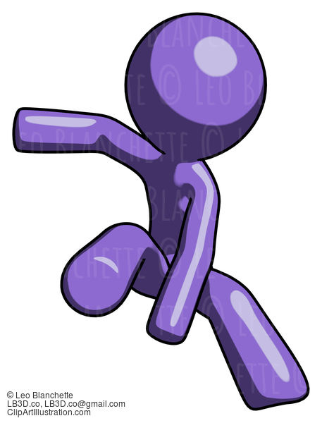 Purple Design Mascot Man Action Hero Jump Pose #10904