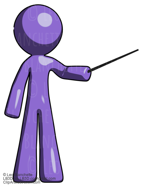 Purple Design Mascot Man Teacher Or Conductor With Stick Or Baton Directing #10906