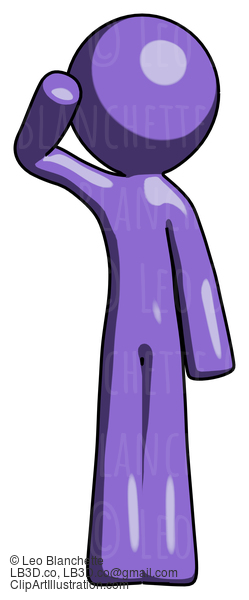 Purple Design Mascot Man Soldier Salute Pose #10910