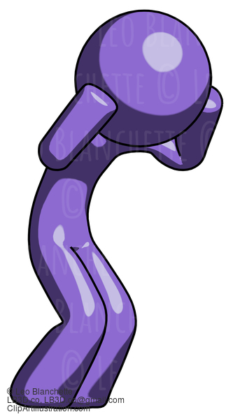 Purple Design Mascot Man With Headache Or Covering Ears Turned To His Right #10924