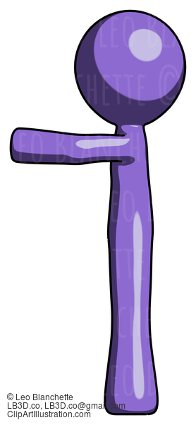 Purple Design Mascot Man Pointing Left #10927