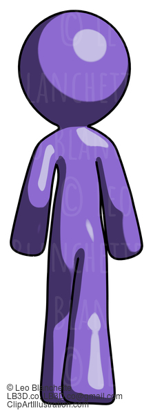 Purple Design Mascot Man Walking Away, Back View #10937