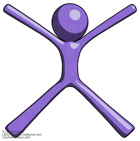 Purple Design Mascot Man With Arms And Legs Stretched Out #10941