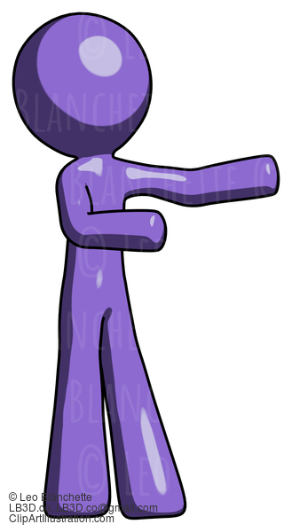 Purple Design Mascot Man Presenting Something To His Left #10955