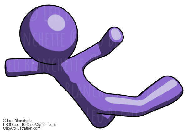 Purple Design Mascot Man Skydiving Or Falling To Death #10957