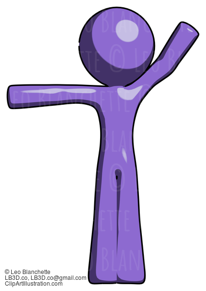 Purple Design Mascot Man Directing Traffic Left #10961