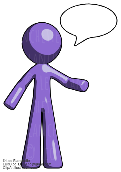 Purple Design Mascot Man With Word Bubble Talking Chat Icon #10964