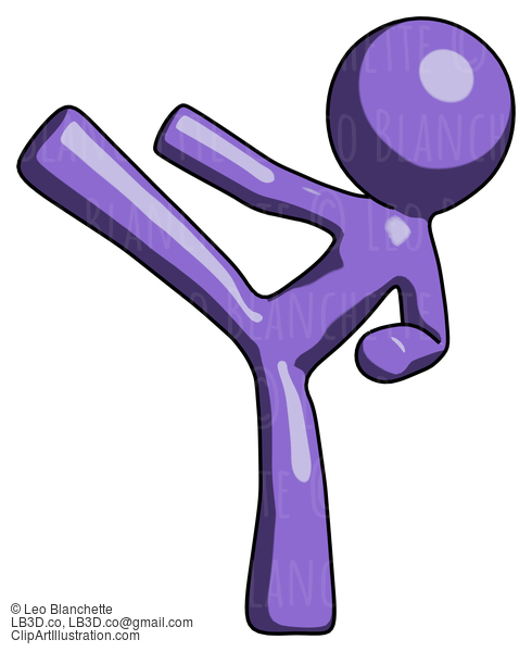 Purple Design Mascot Man Ninja Kick Left #10969