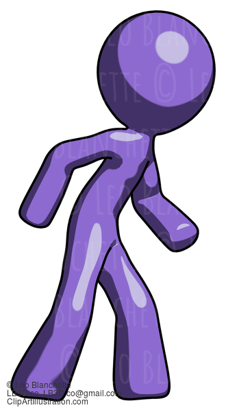 Purple Design Mascot Man Suspense Action Pose Facing Right #10971