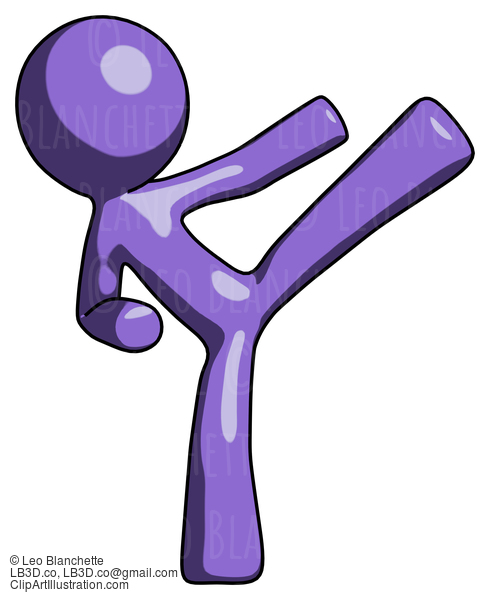 Purple Design Mascot Man Ninja Kick Right #10994