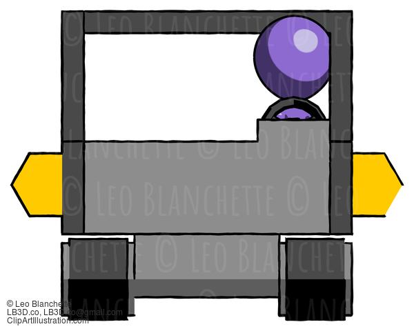 Purple Design Mascot Man Driving Amphibious Tracked Vehicle Front View #10997