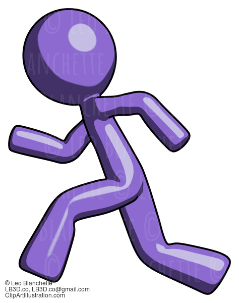 Purple Design Mascot Man Running Fast Left #11003