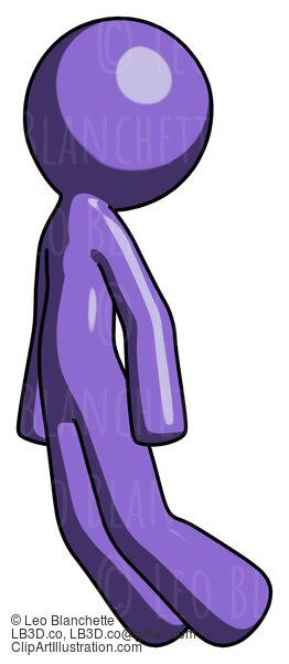 Purple Design Mascot Man Floating Through Air Left #11013