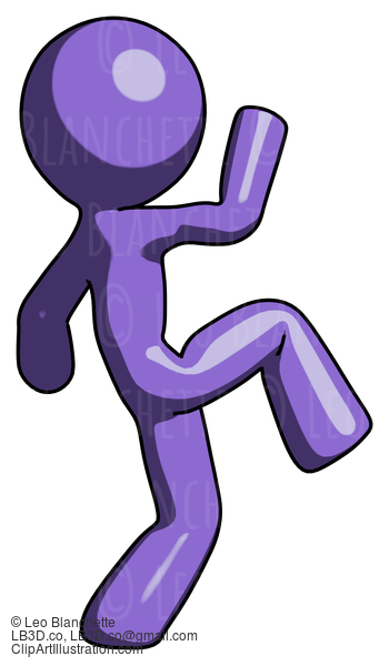 Purple Design Mascot Man Kick Pose Start #11014