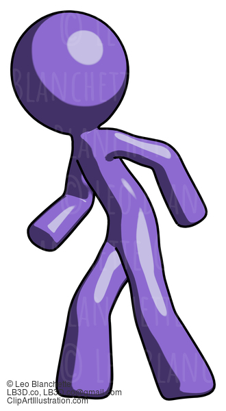 Purple Design Mascot Man Suspense Action Pose Facing Left #11018