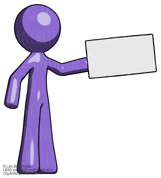 Purple Design Mascot Man Holding Large Envelope #11022