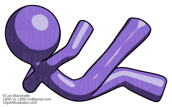 Purple Design Mascot Man Falling Backwards #11023