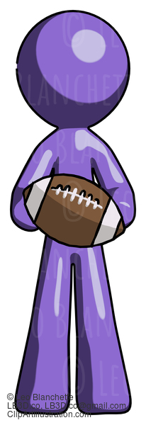 Purple Design Mascot Man Giving Football To You #11028