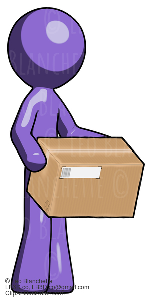 Purple Design Mascot Man Holding Package To Send Or Recieve In Mail #11031