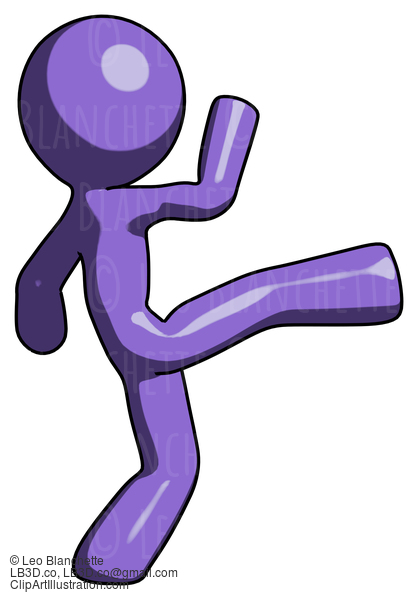 Purple Design Mascot Man Kick Pose #11034