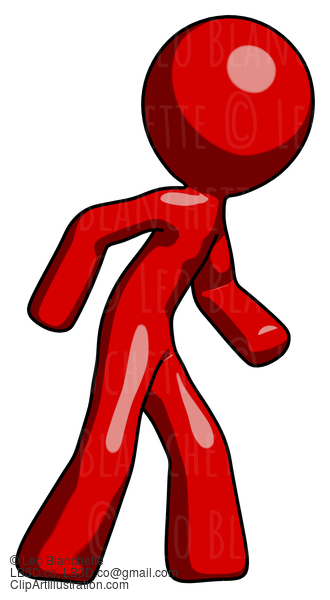 Red Design Mascot Man Suspense Action Pose Facing Right #10142