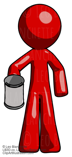 Red Design Mascot Man Begger Holding Can Begging Or Asking For Charity #10152