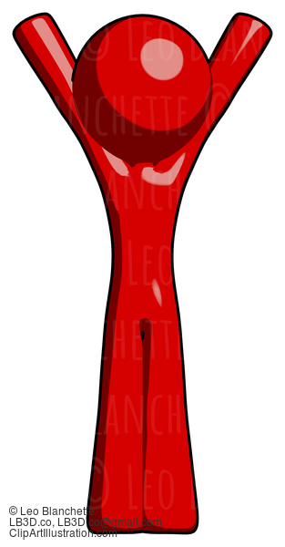 Red Design Mascot Man Hands Up #10162