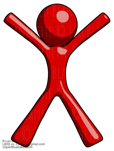 Red Design Mascot Man Jumping Or Flailing #10175