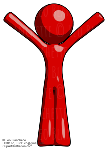 Red Design Mascot Man With Arms Out Joyfully #10193