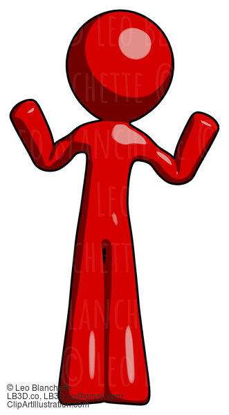 Red Design Mascot Man Shrugging Confused #10197