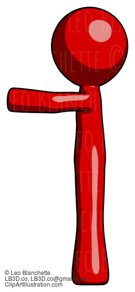 Red Design Mascot Man Pointing Left #10202