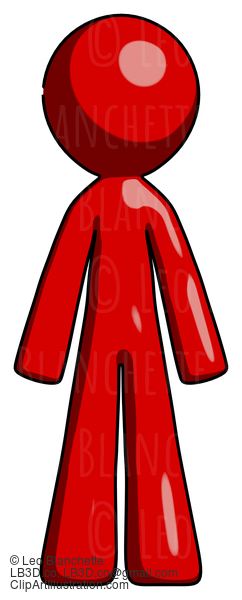 Red Design Mascot Man Standing Facing Forward #10205