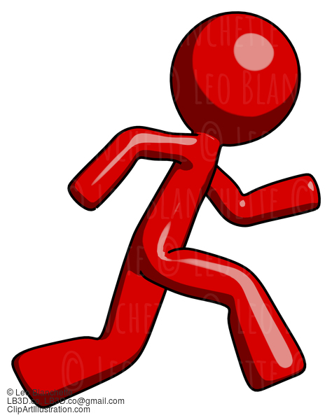 Red Design Mascot Man Running Fast Right #10212