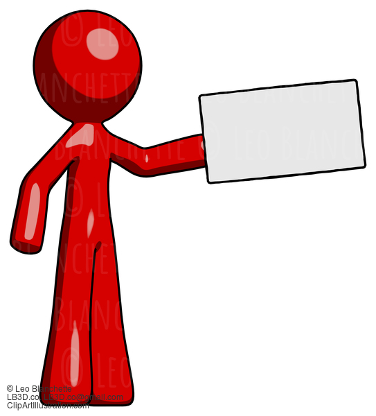 Red Design Mascot Man Holding Large Envelope #10217