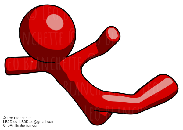 Red Design Mascot Man Skydiving Or Falling To Death #10221