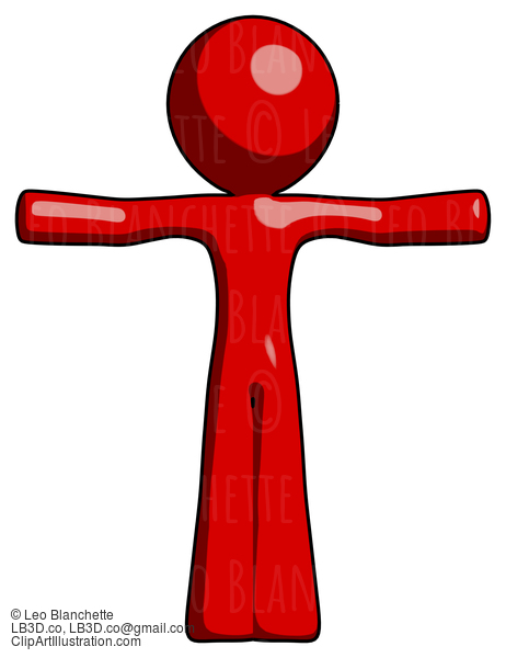 Red Design Mascot Man T-Pose Arms Up Standing #10237