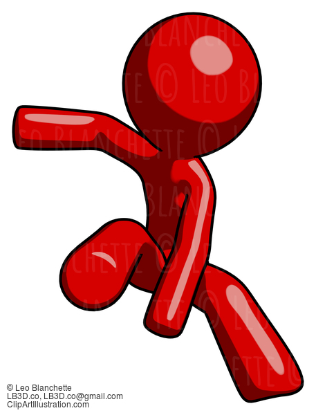 Red Design Mascot Man Action Hero Jump Pose #10240