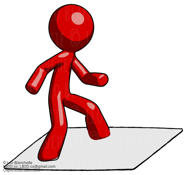 Red Design Mascot Man On Postage Envelope Surfing #10253