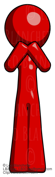 Red Design Mascot Man Laugh, Giggle, Or Gasp Pose #10268