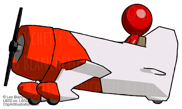 Red Design Mascot Man In Geebee Stunt Aircraft Side View #10269