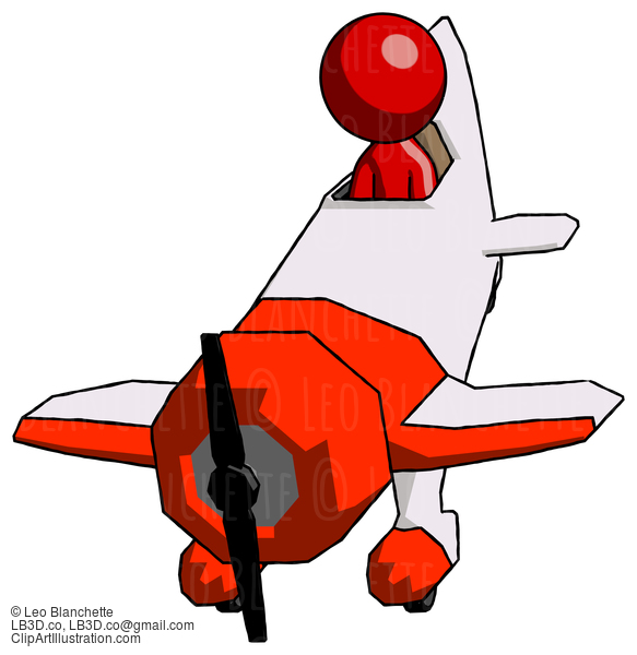 Red Design Mascot Man In Geebee Stunt Plane Descending Front Angle View #10288