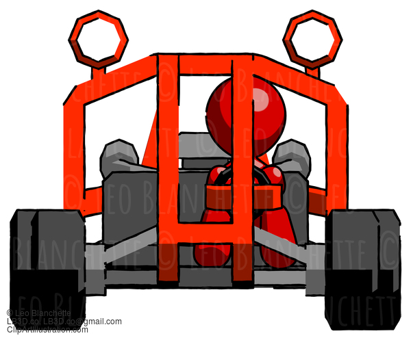 Red Design Mascot Man Riding Sports Buggy Front View #10292