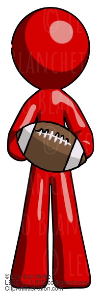 Red Design Mascot Man Giving Football To You #10303